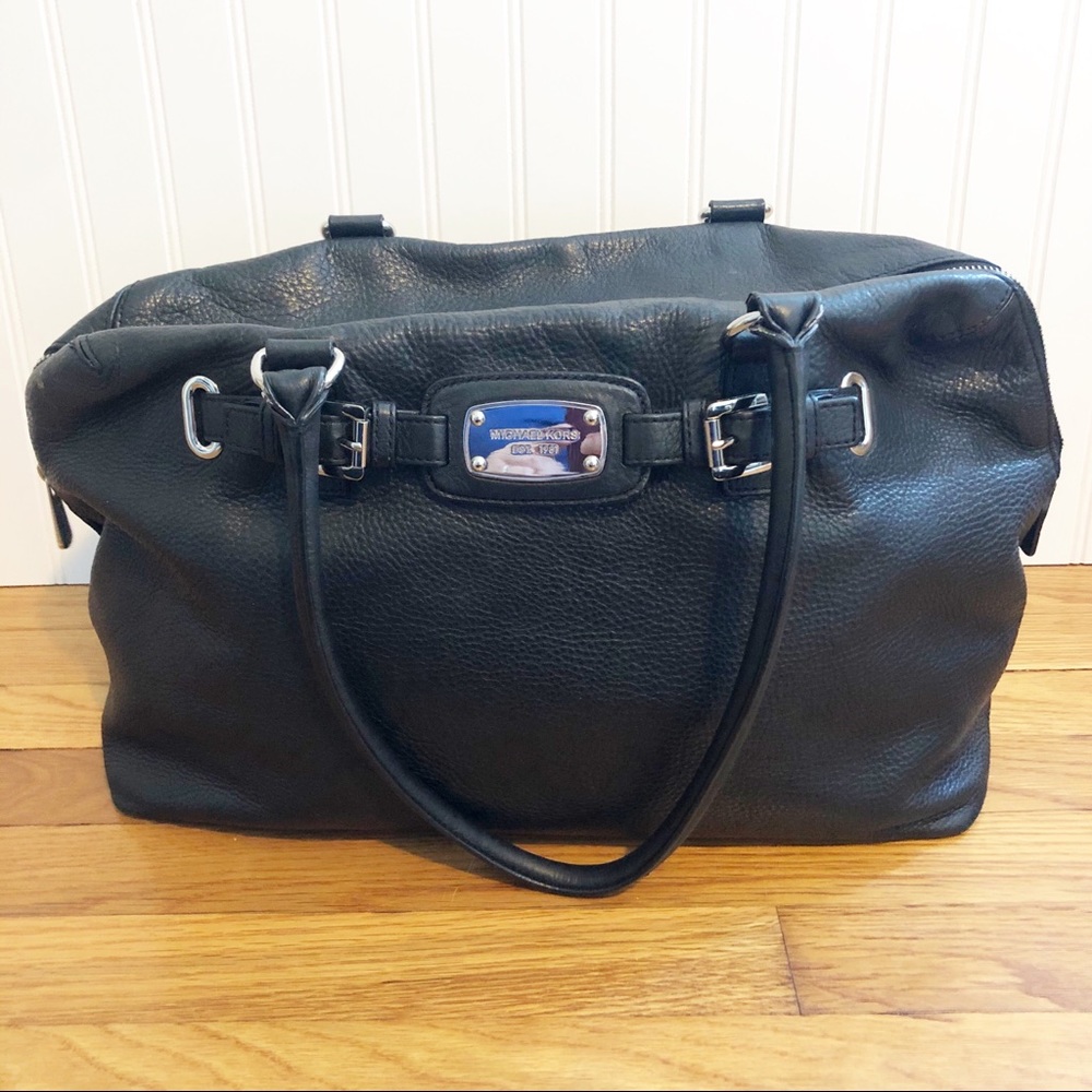 Michael Kors Hamilton Black Leather Bag